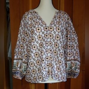 Cleobella Purlpe and Orange Ella Blouse in Mosaic Block Print